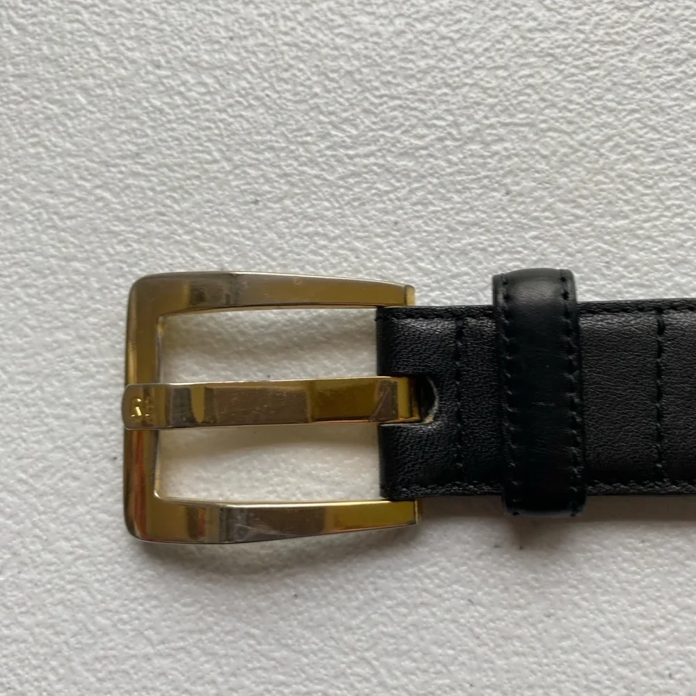 Roberto Bellido Black and Gold Leather Belt Size 36